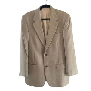Palm‎ Beach Houndstooth Mens Beige Blazer Silk Wool Blend Sport Coat Jacket 42L